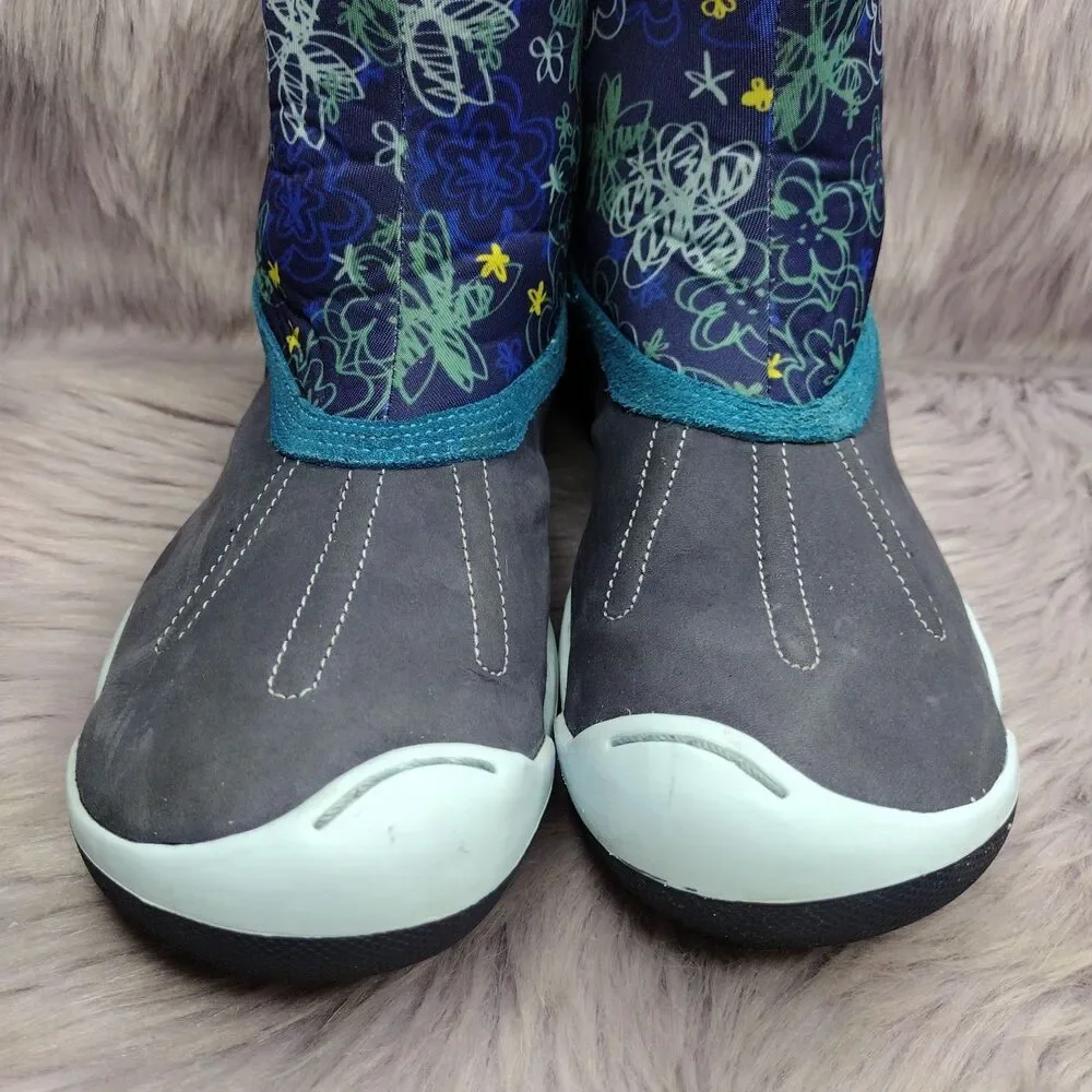 Plae Boots Kids Youth 3 Thandi Neoprene Leather Tall Waterproof Blue Floral